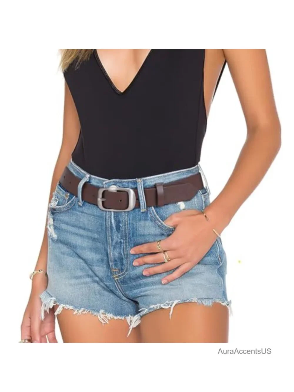 2 Pack Plus Size Leather Belts Cowhide Pin Buckle Waist Belt for Jeans Dress